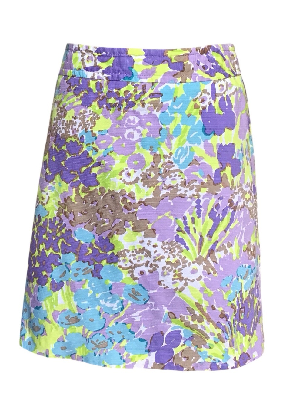 Talbots Lavender & Green Floral Cotton Spandex Skirt Size 4
